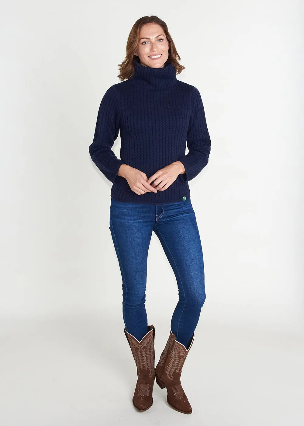 Cresta Cable Knit Sweater - Navy Blue