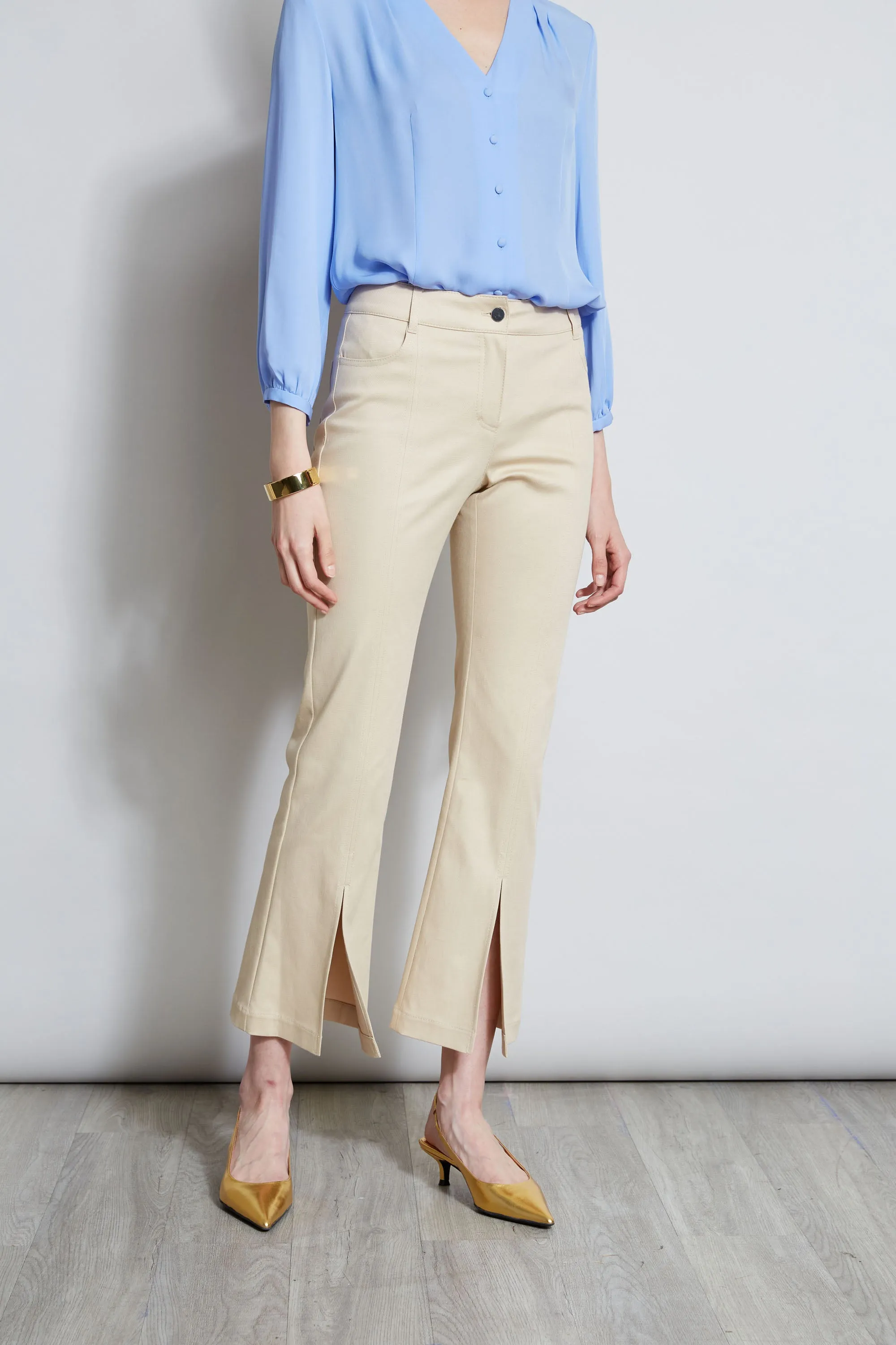 Cropped Denim Canvas Slit Pant