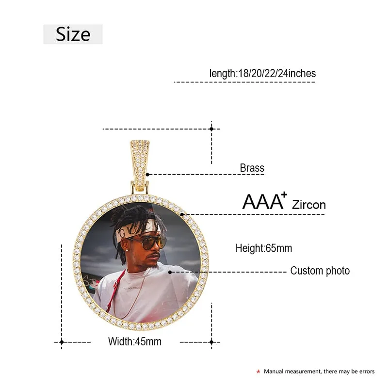 Custom Photo Medallion Necklace For Men and Women With Micro Nano Cz Stone