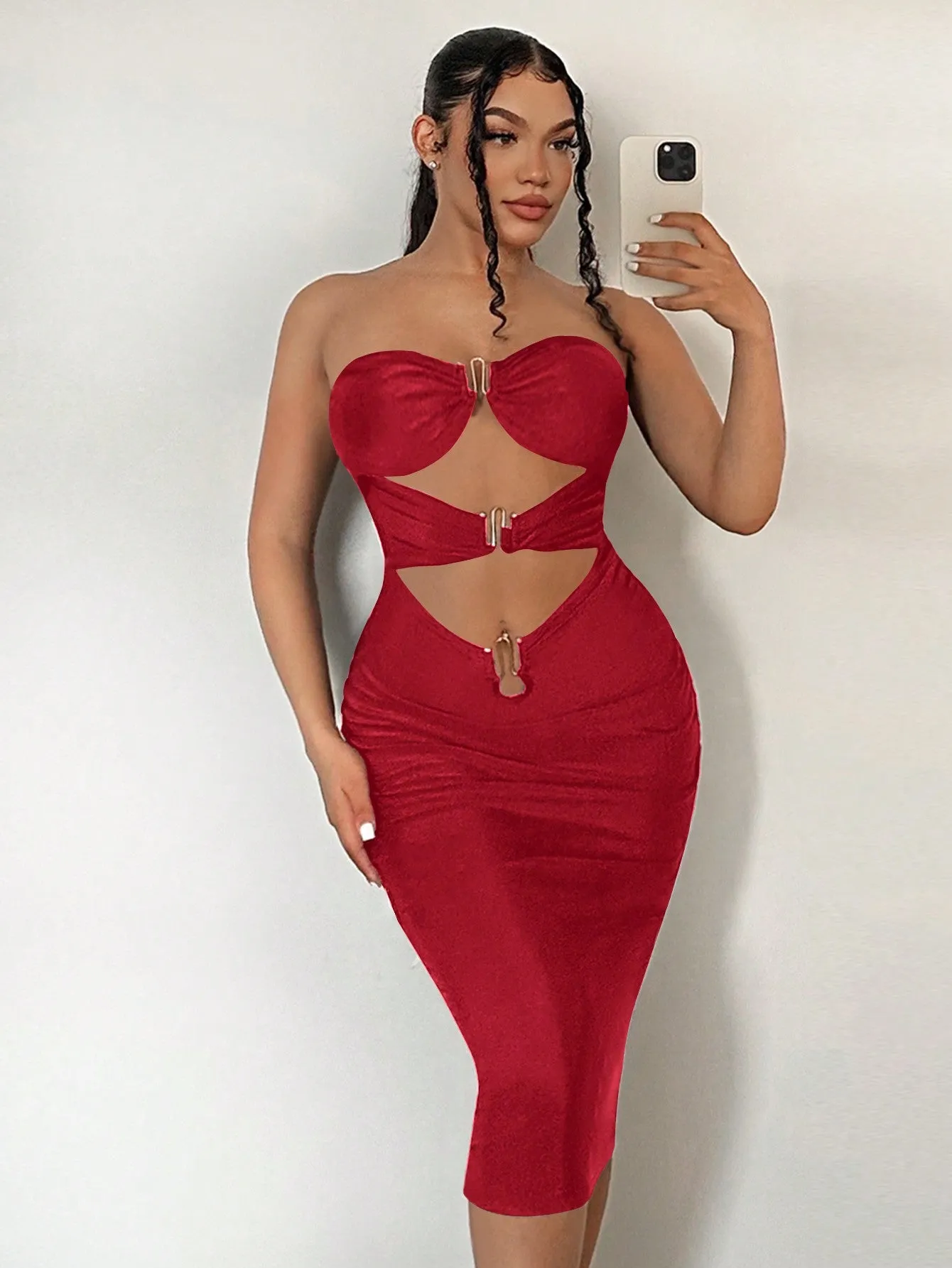 Cut Out Strapless Bodycon Dress