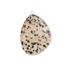 Dalmation Jasper 27x34mm Slice Gold Plated - Pendant