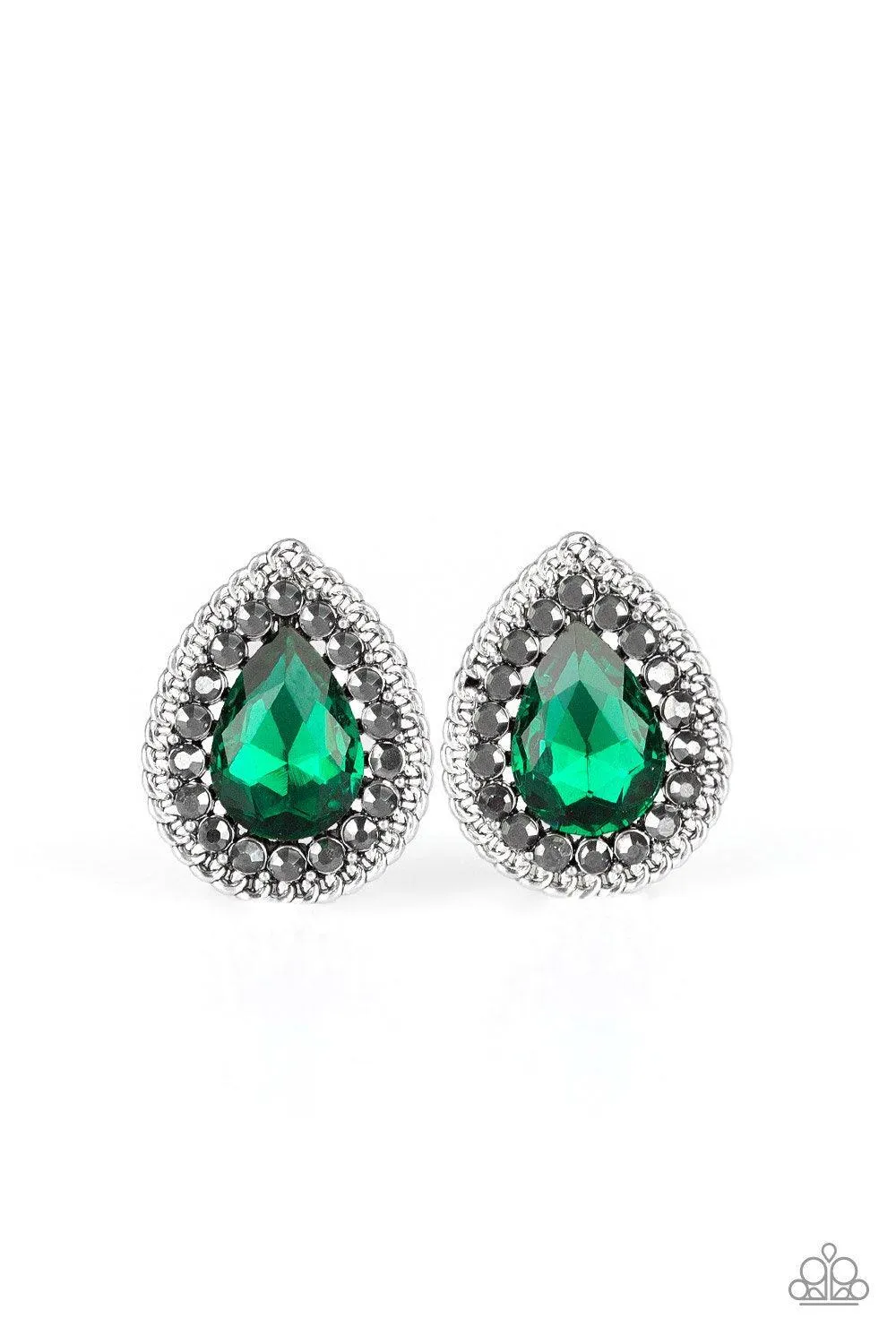 Debutante Debut Emerald Green Teardrop Post Earrings - Paparazzi Accessories