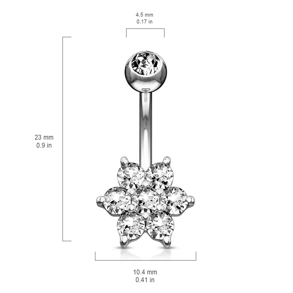 Deity Flower Belly Ring in 14K White Gold