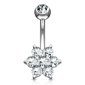 Deity Flower Belly Ring in 14K White Gold