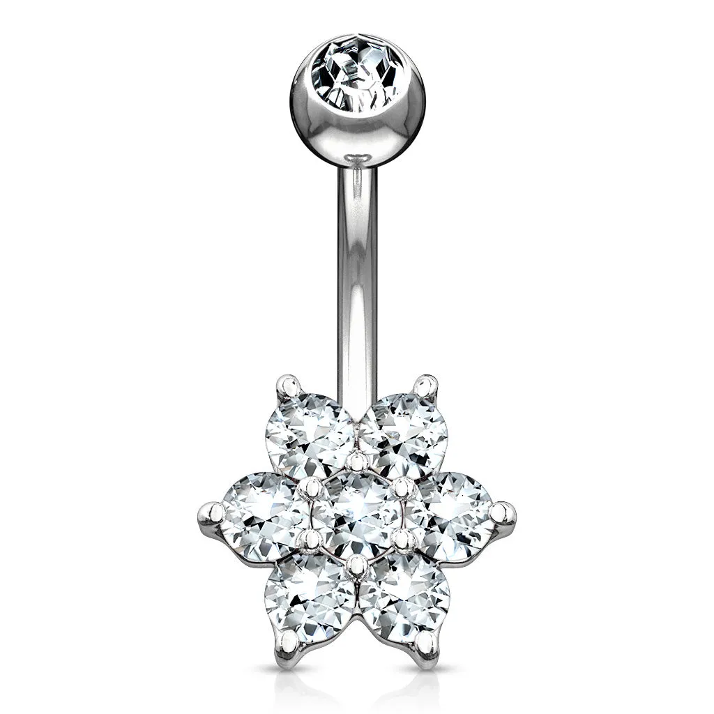 Deity Flower Belly Ring in 14K White Gold