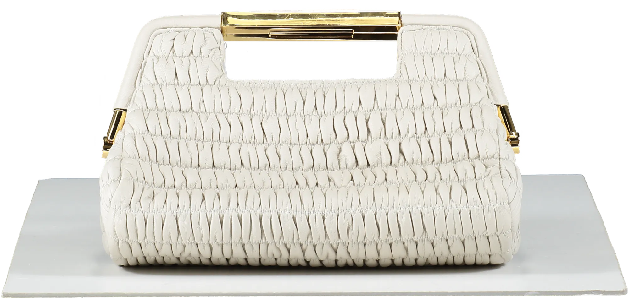 DeMellier Beige The Mini Seville Quilted Clutch Handbag