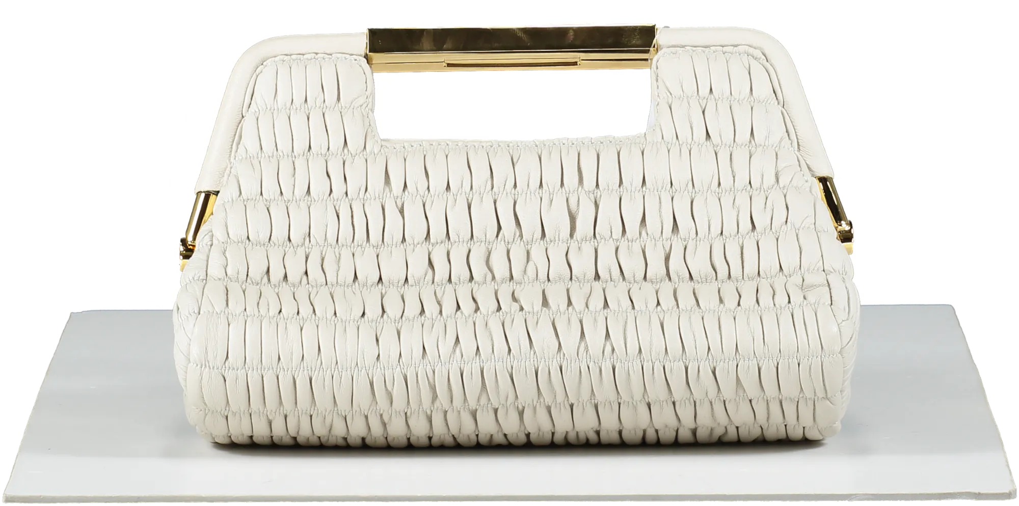 DeMellier Beige The Mini Seville Quilted Clutch Handbag