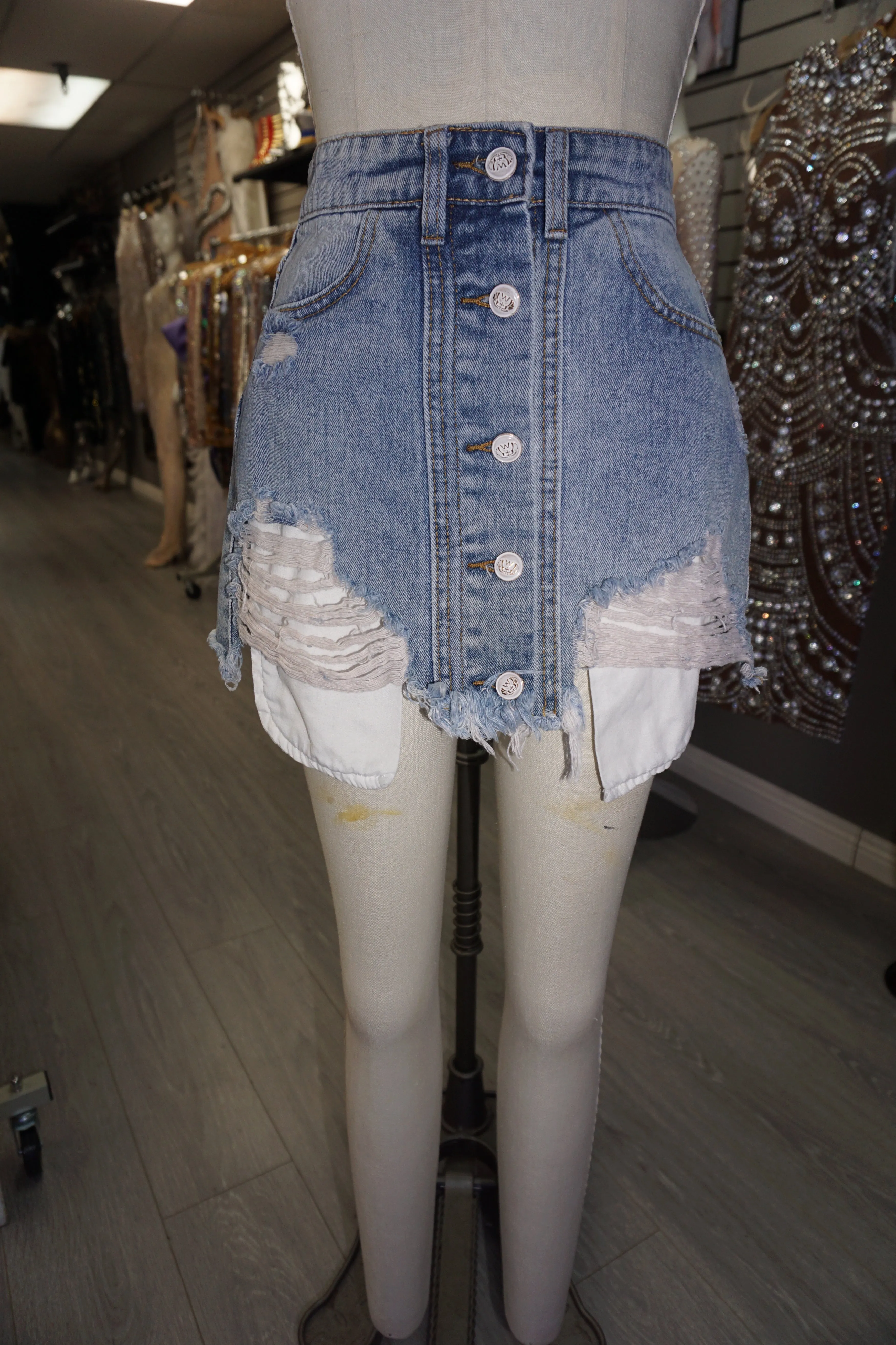 Denim Button Skirt