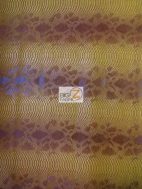 Desert Gold Viper Sopythana Embossed Snake Skin Vinyl Leather Fabric / Sold By The Yard