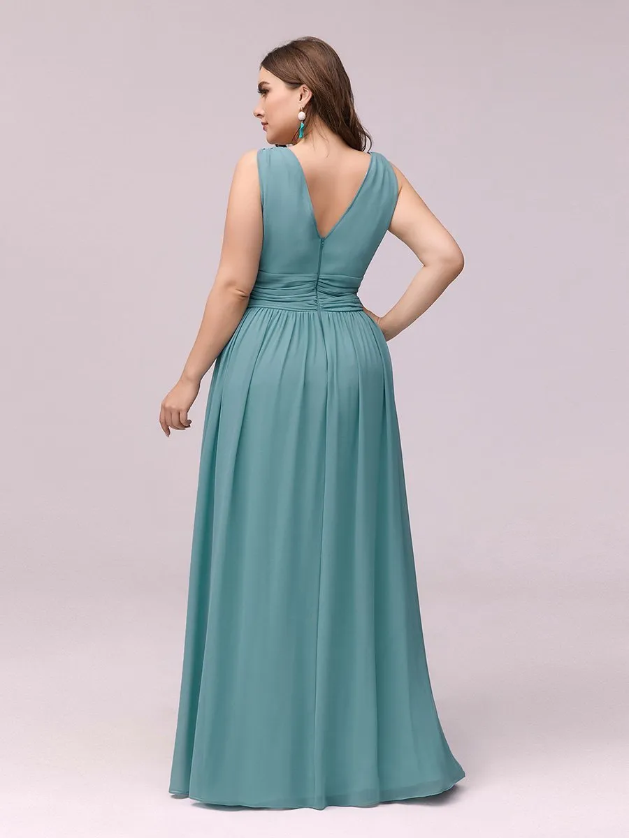 Double V-Neck Maxi Long Wholesale Plus Size Evening Dresses