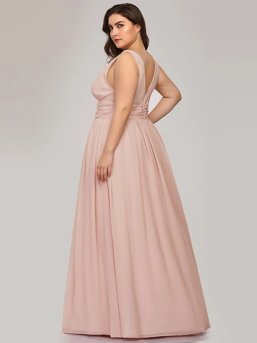 Double V-Neck Maxi Long Wholesale Plus Size Evening Dresses