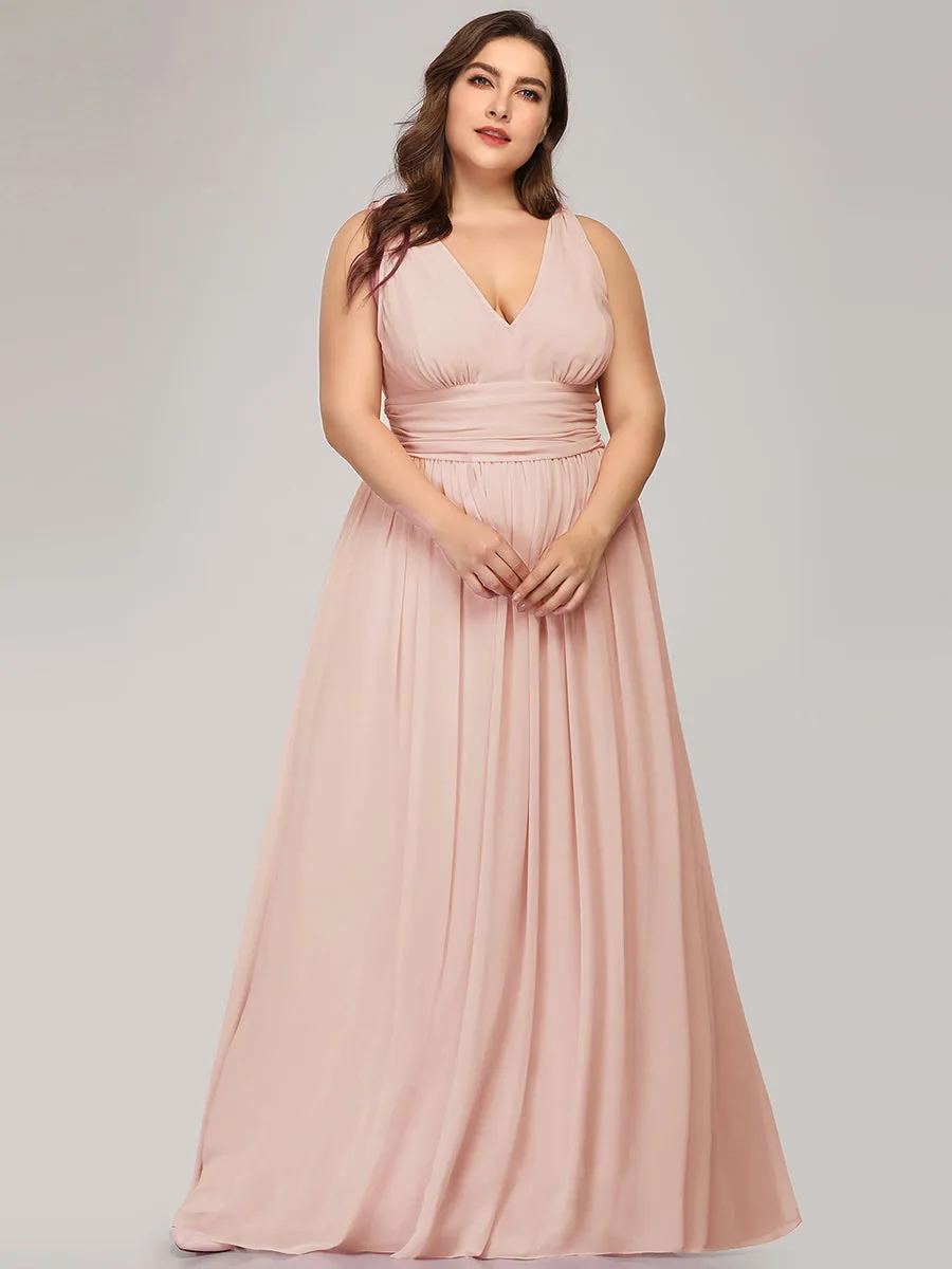 Double V-Neck Maxi Long Wholesale Plus Size Evening Dresses