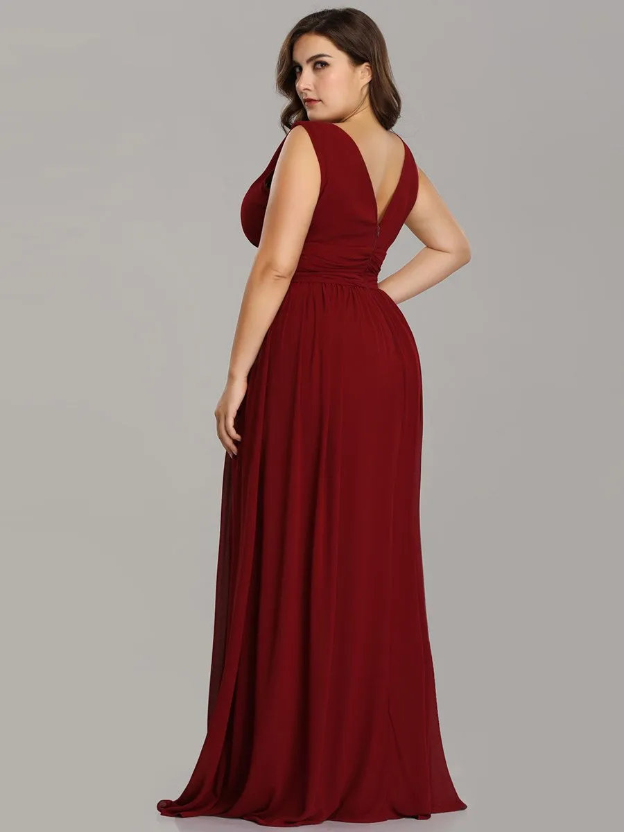 Double V-Neck Maxi Long Wholesale Plus Size Evening Dresses