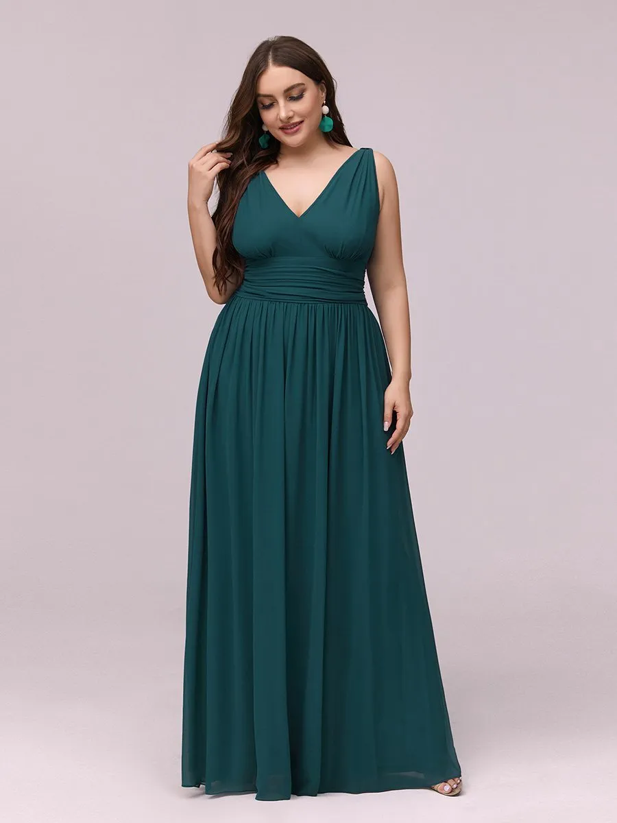 Double V-Neck Maxi Long Wholesale Plus Size Evening Dresses