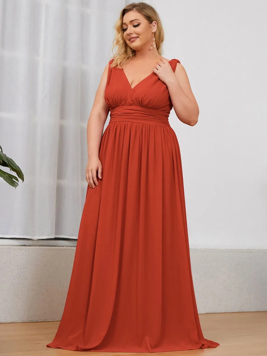 Double V-Neck Maxi Long Wholesale Plus Size Evening Dresses