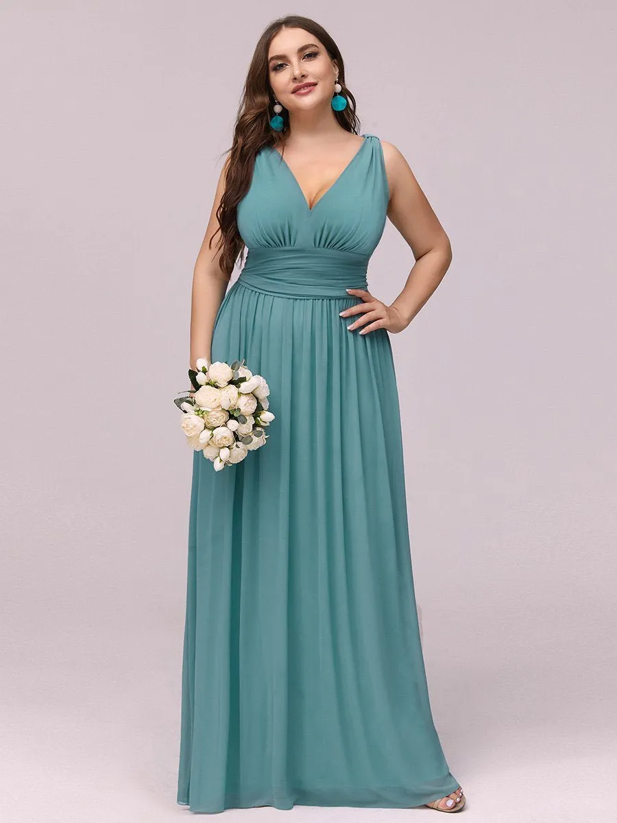 Double V-Neck Maxi Long Wholesale Plus Size Evening Dresses