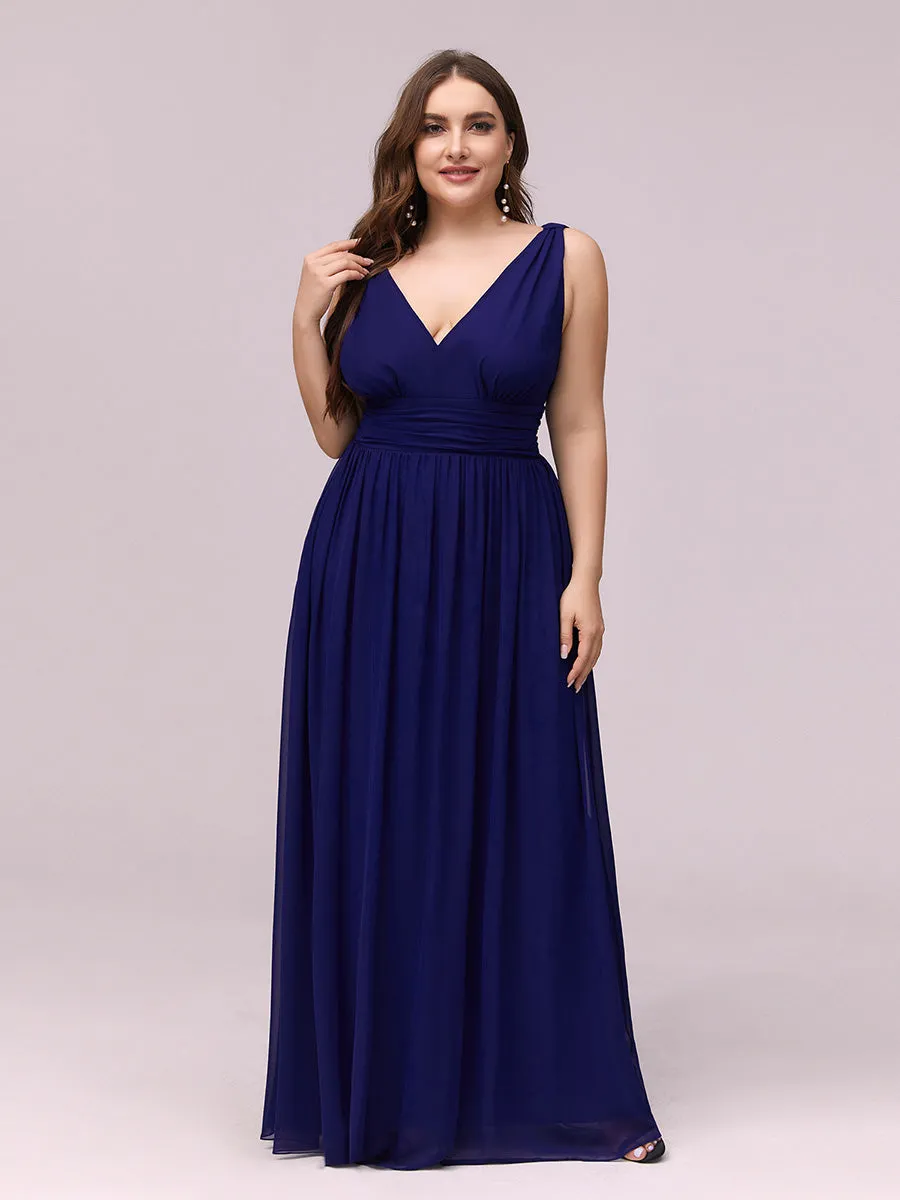 Double V-Neck Maxi Long Wholesale Plus Size Evening Dresses