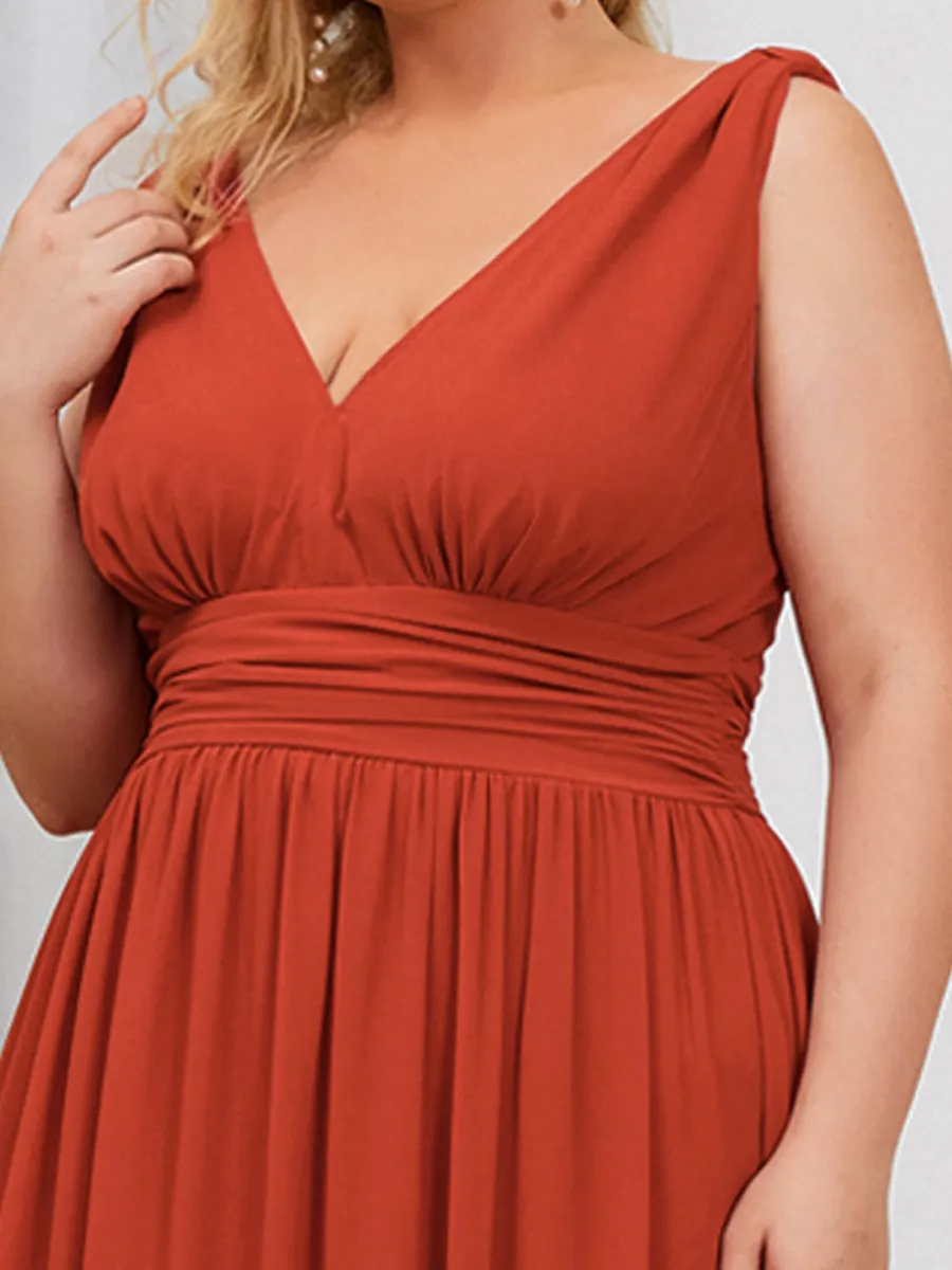 Double V-Neck Maxi Long Wholesale Plus Size Evening Dresses