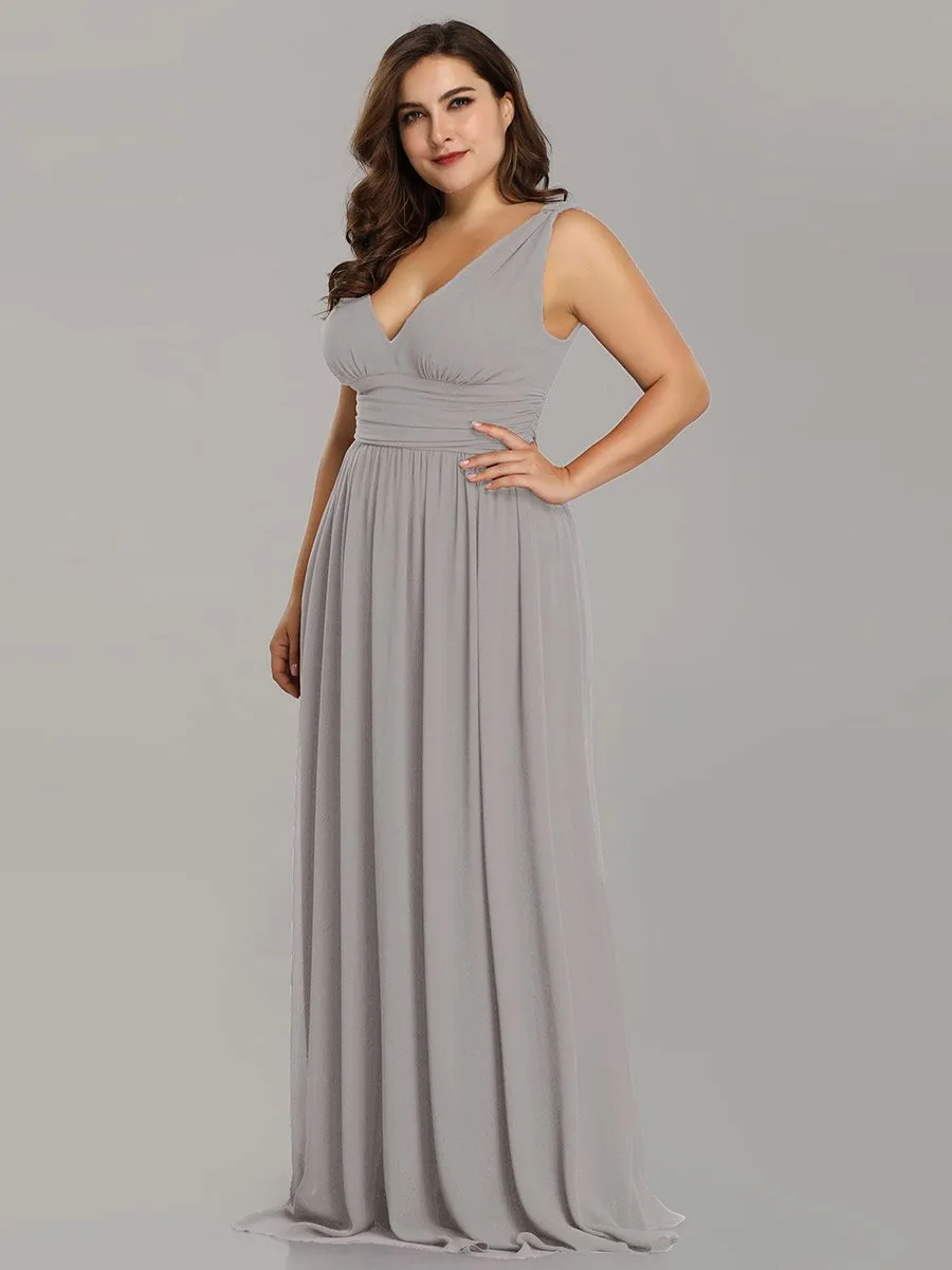 Double V-Neck Maxi Long Wholesale Plus Size Evening Dresses