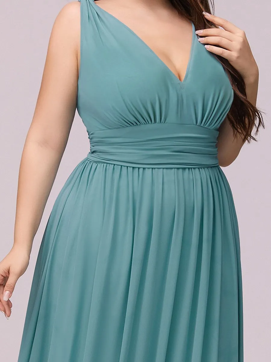 Double V-Neck Maxi Long Wholesale Plus Size Evening Dresses