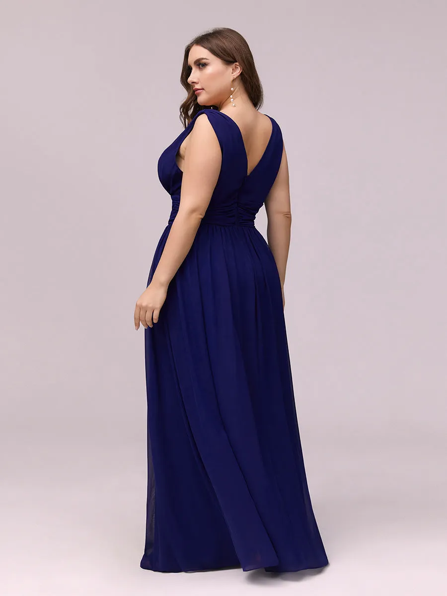 Double V-Neck Maxi Long Wholesale Plus Size Evening Dresses