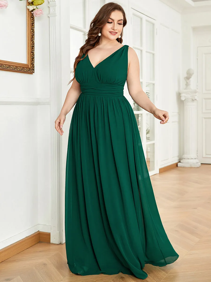 Double V-Neck Maxi Long Wholesale Plus Size Evening Dresses