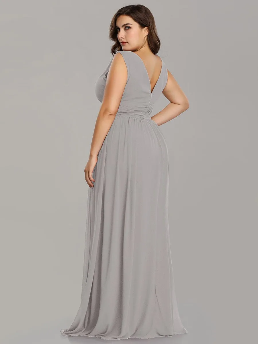 Double V-Neck Maxi Long Wholesale Plus Size Evening Dresses