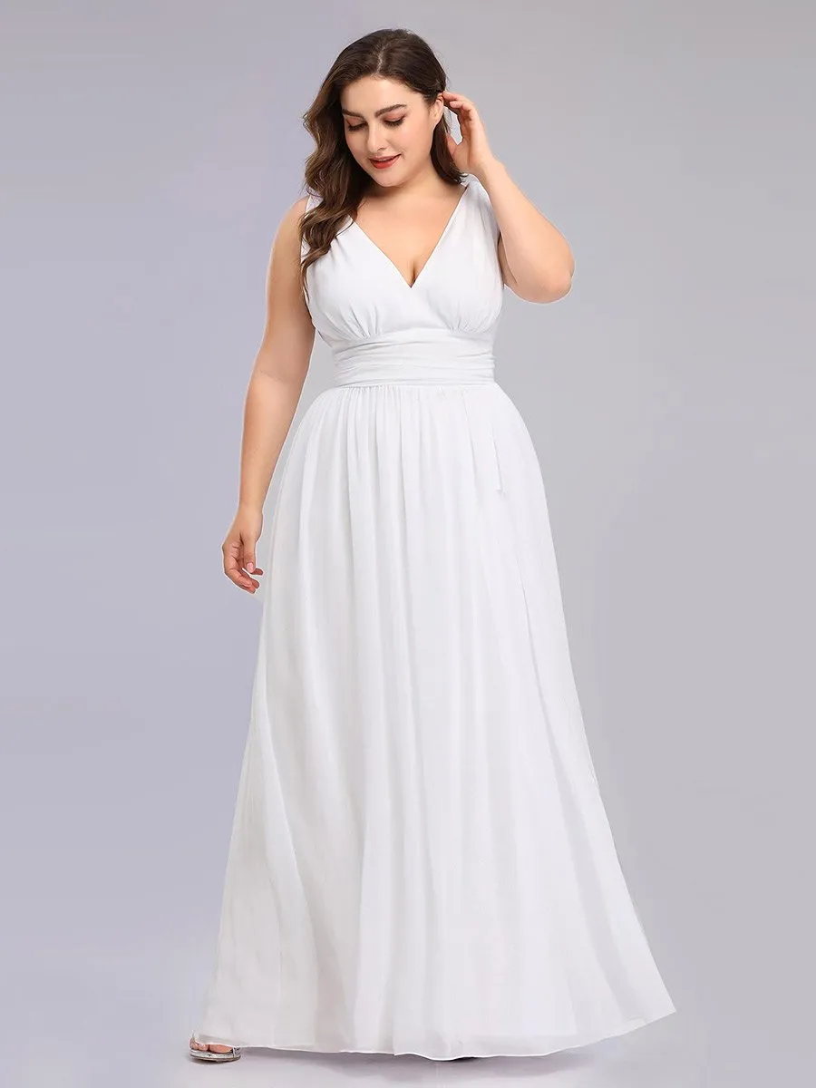 Double V-Neck Maxi Long Wholesale Plus Size Evening Dresses