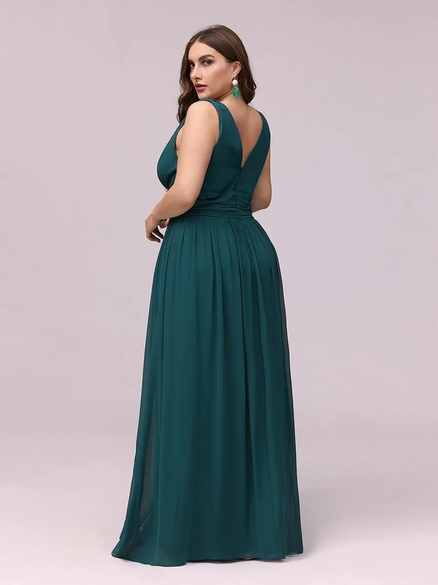 Double V-Neck Maxi Long Wholesale Plus Size Evening Dresses