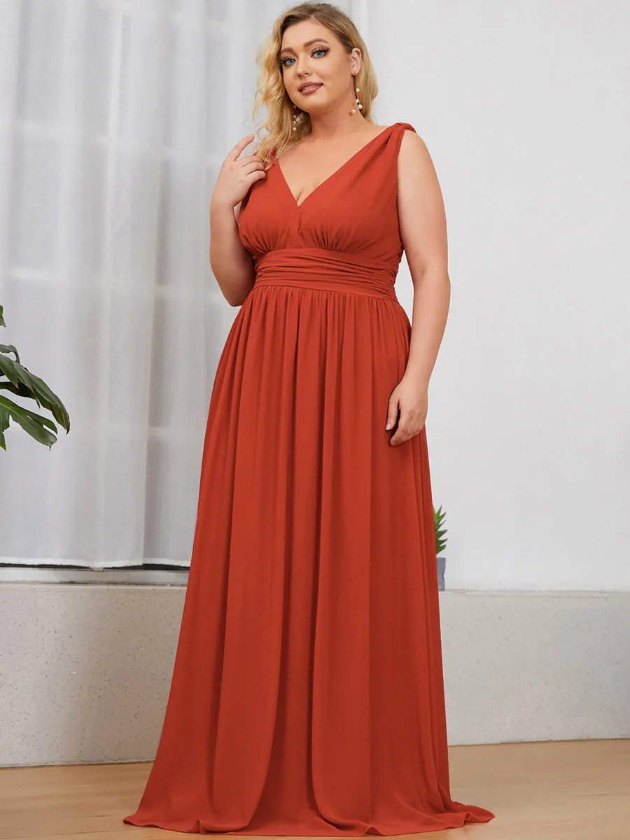 Double V-Neck Maxi Long Wholesale Plus Size Evening Dresses