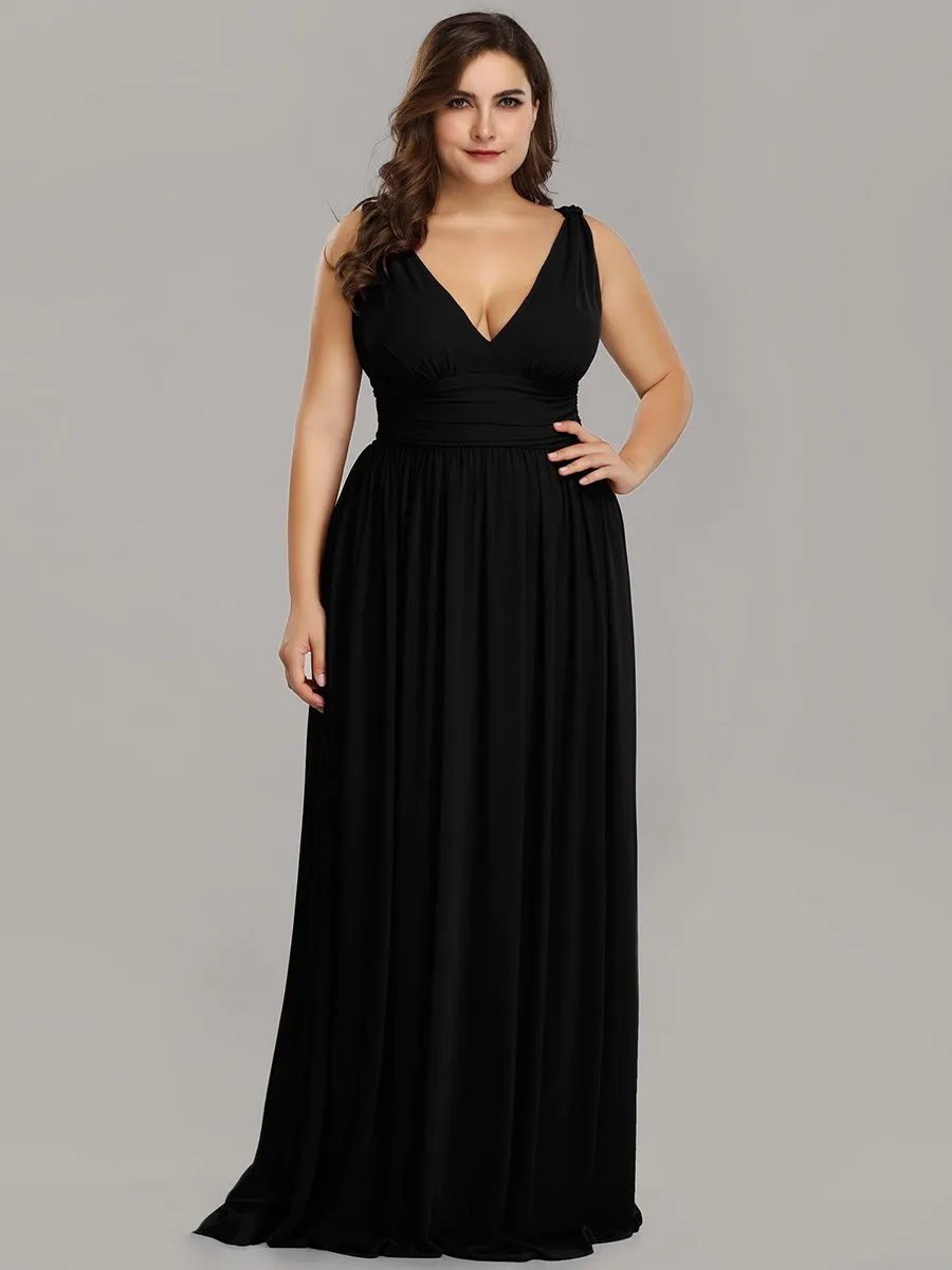 Double V-Neck Maxi Long Wholesale Plus Size Evening Dresses