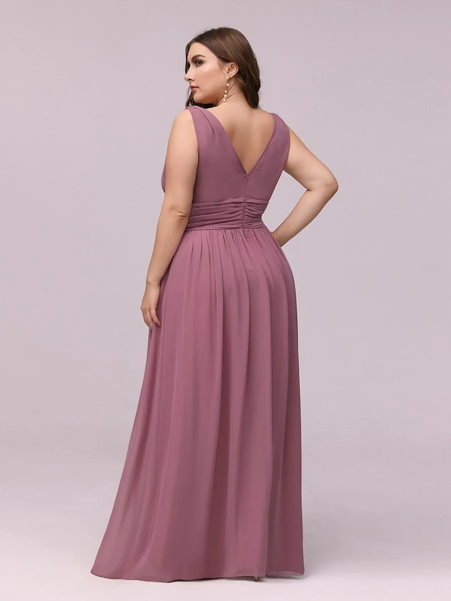 Double V-Neck Maxi Long Wholesale Plus Size Evening Dresses