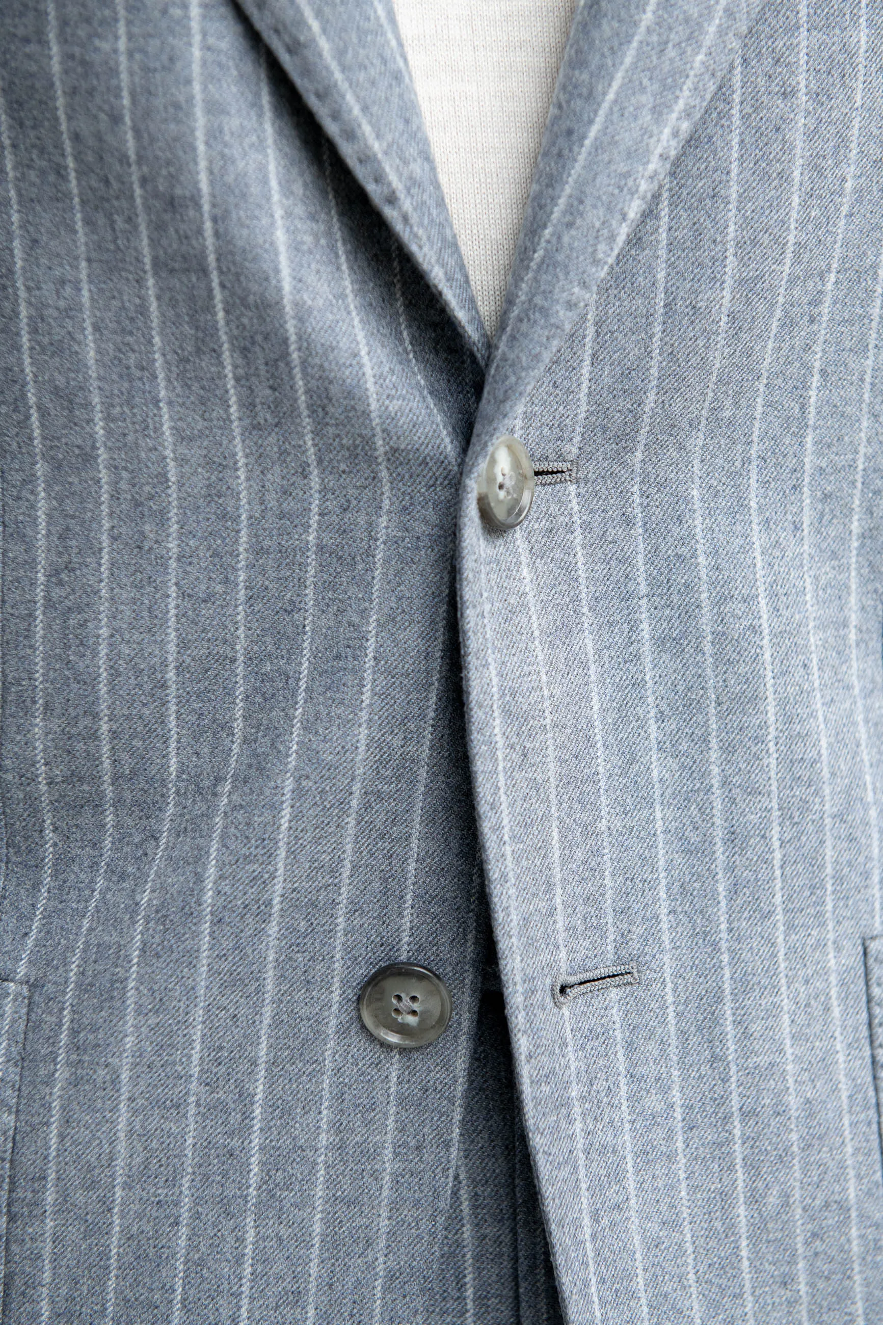 Dusty blue striped 130'S suit - Made in Italy