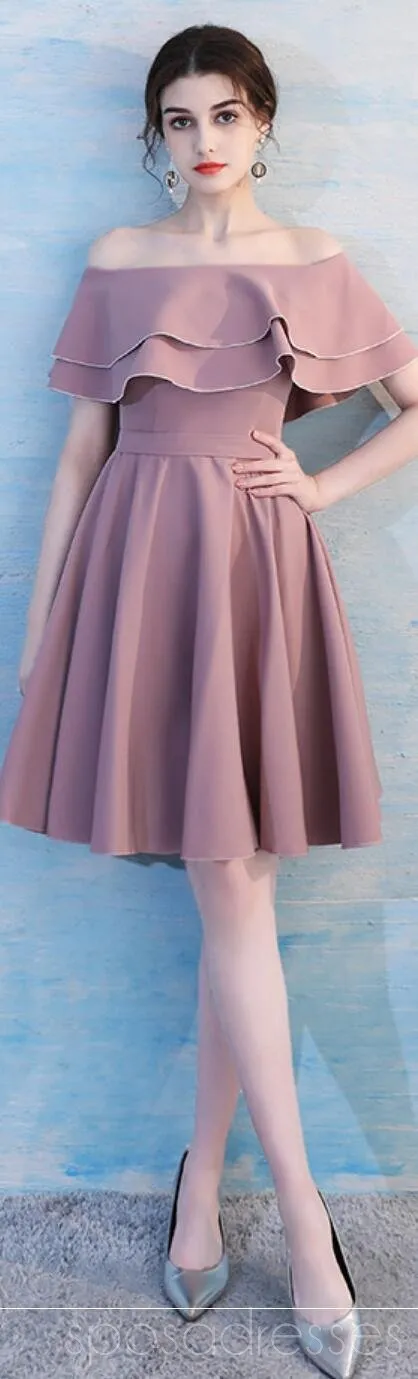 Dusty Pink Short Mismatched Simple Cheap Bridesmaid Dresses Online, WG510