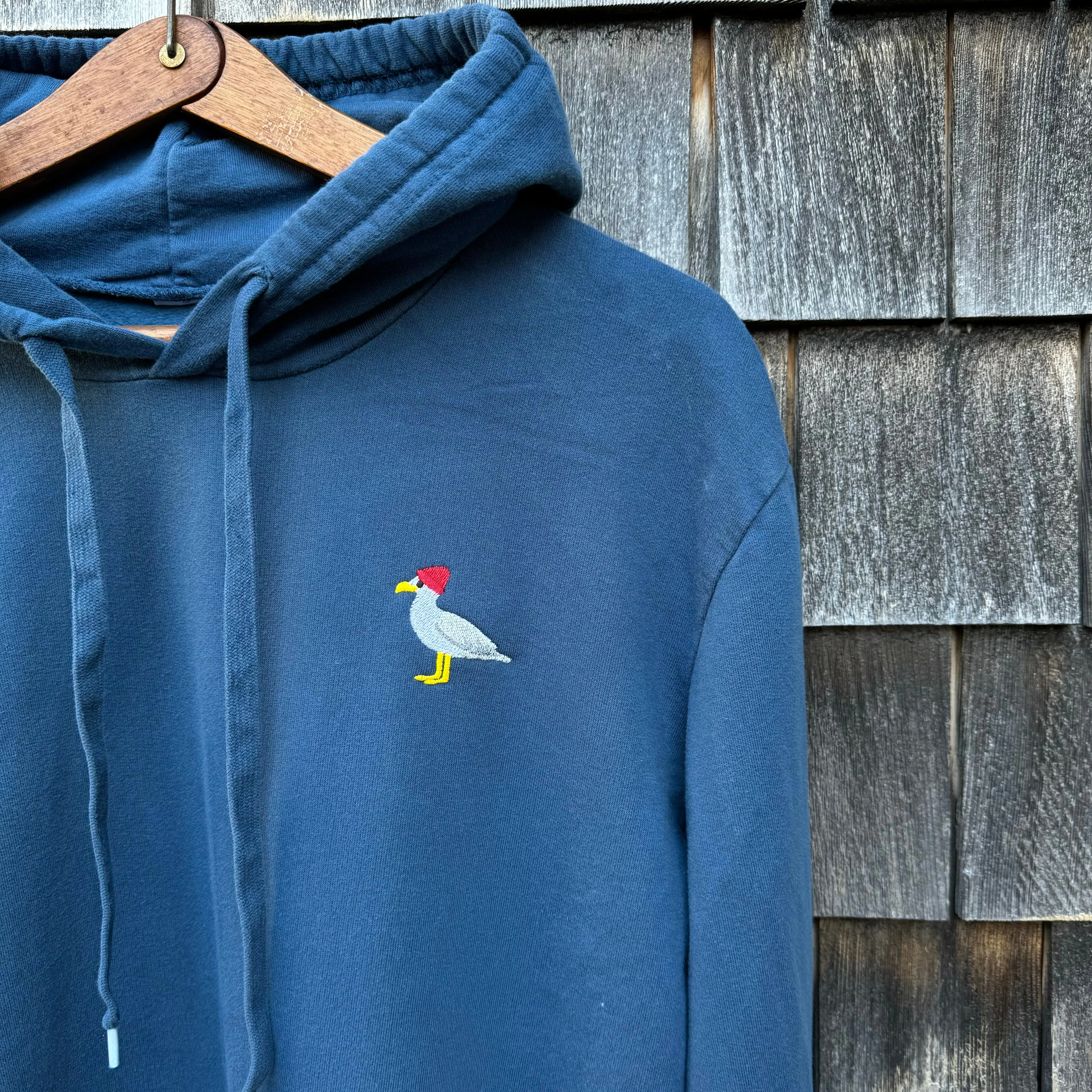 Embroidered Seagull Pullover, Blue Steel