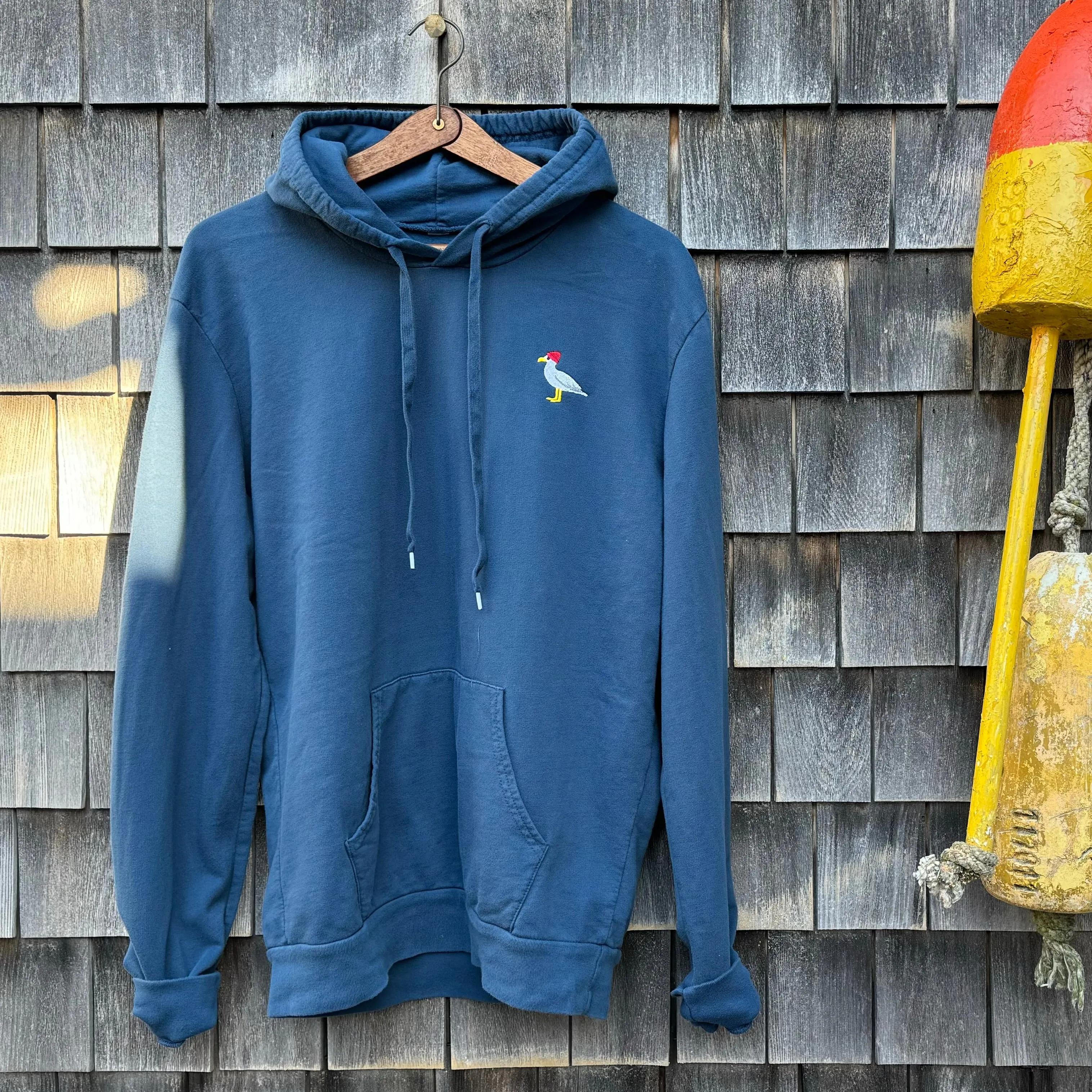 Embroidered Seagull Pullover, Blue Steel