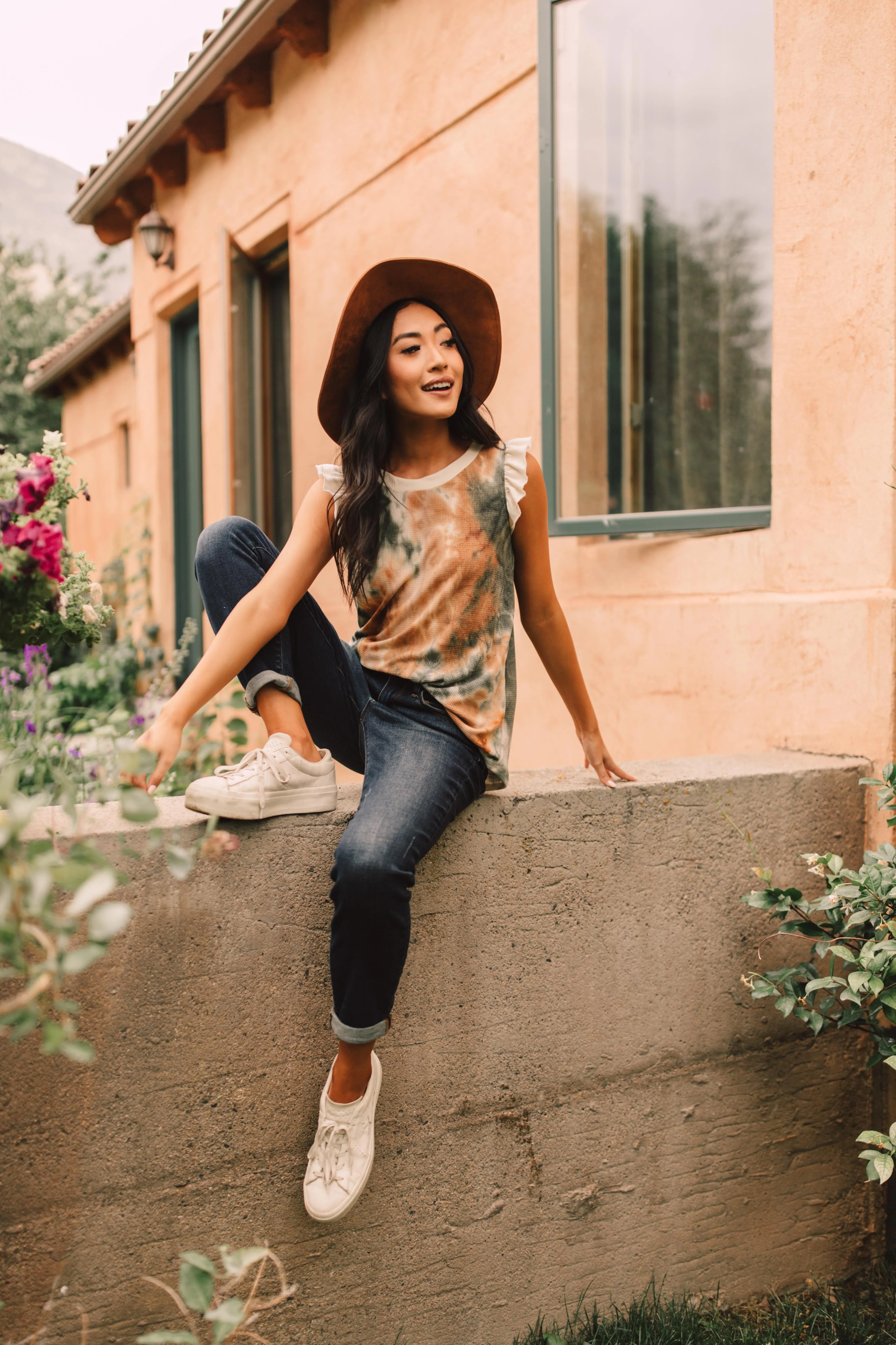 Falling Leaves Textured Tie Dye Top - On Hand