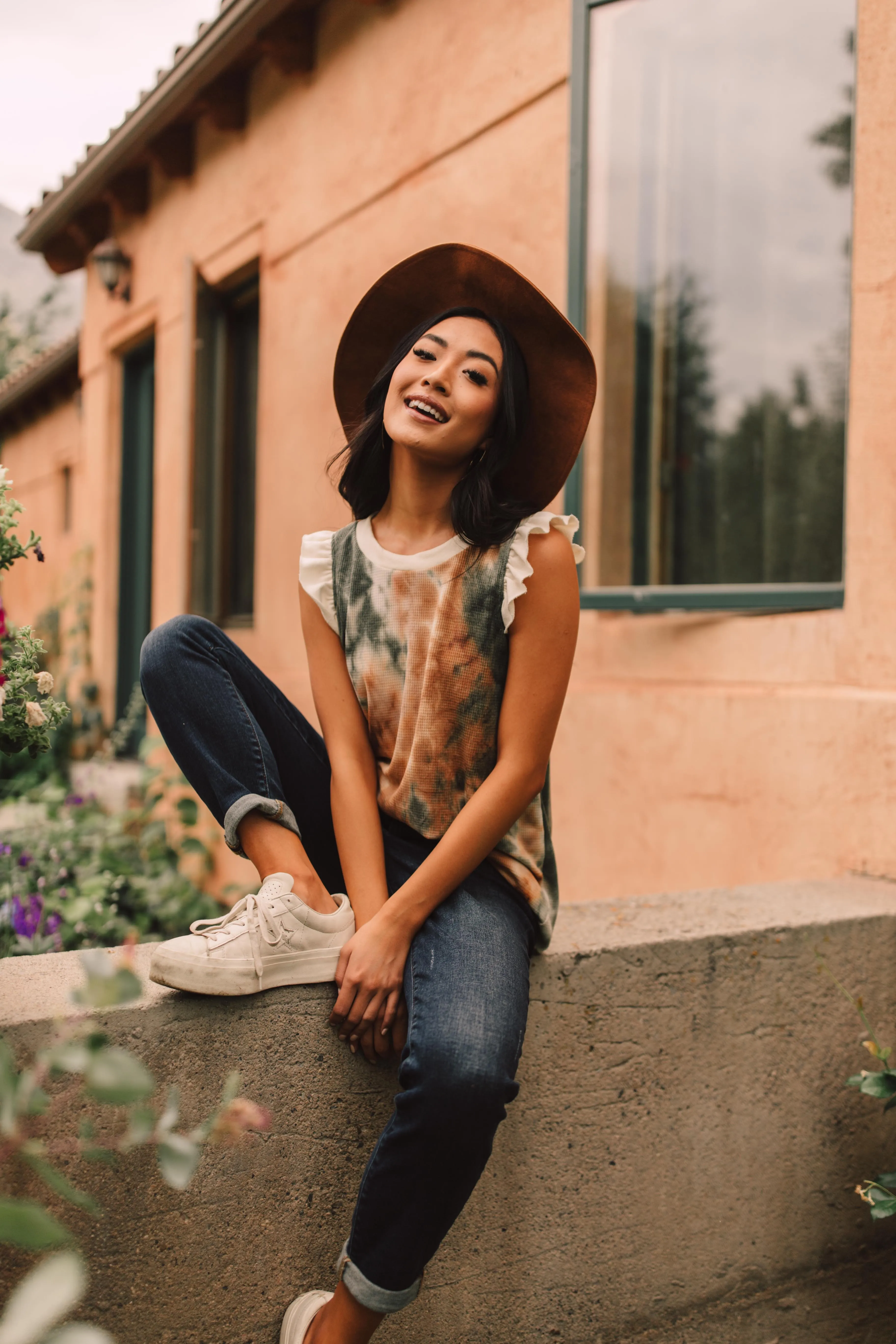 Falling Leaves Textured Tie Dye Top - On Hand