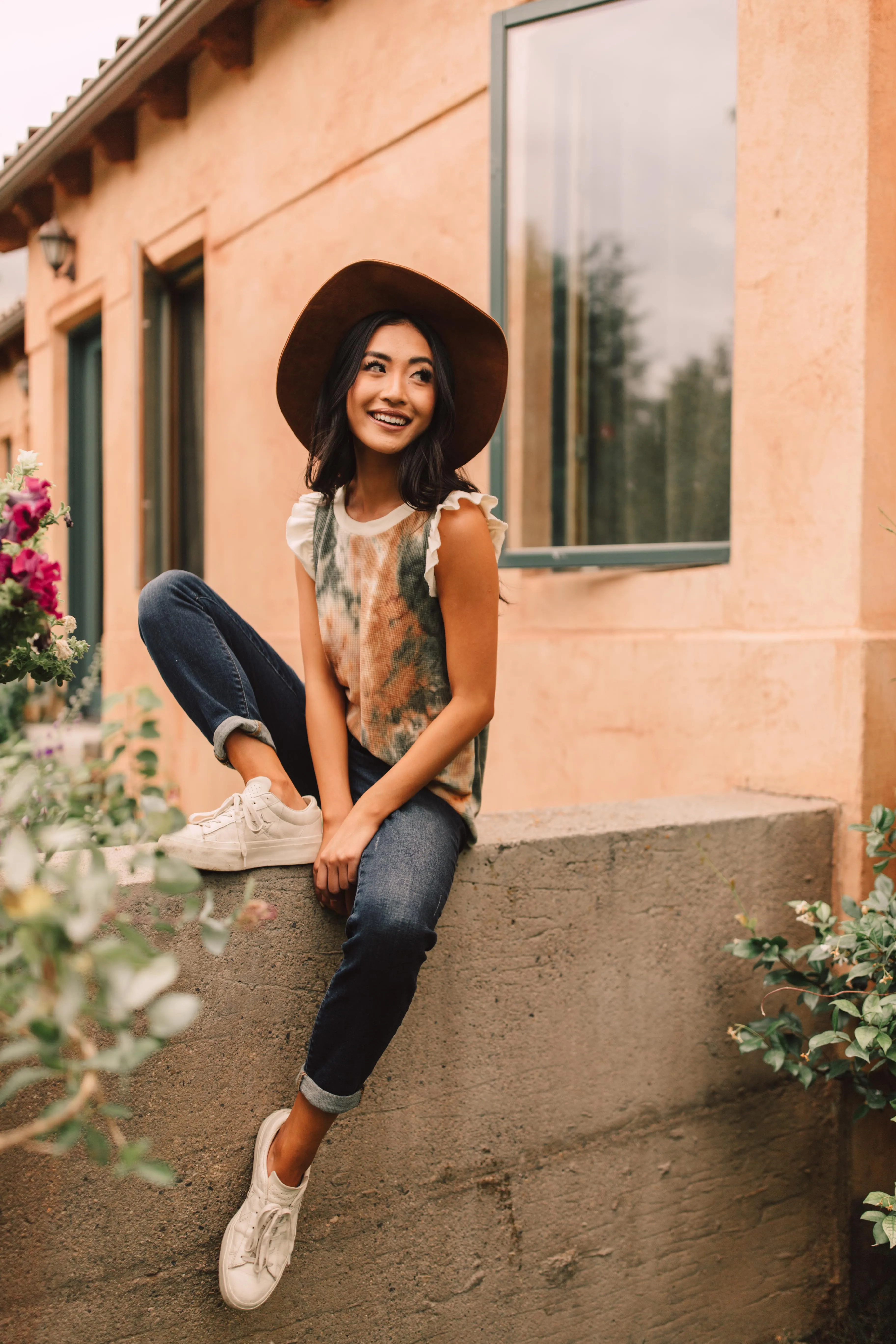 Falling Leaves Textured Tie Dye Top - On Hand