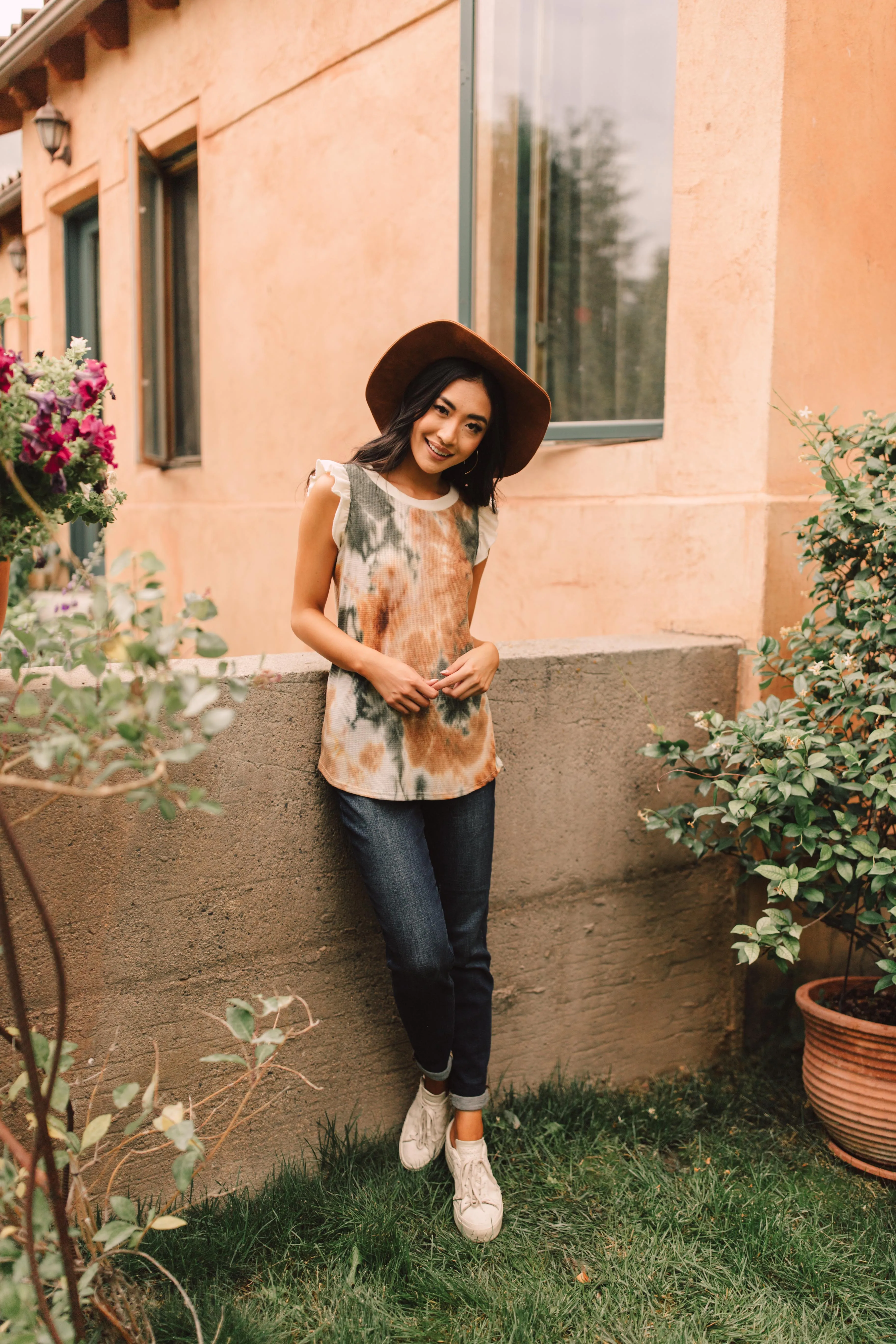 Falling Leaves Textured Tie Dye Top - On Hand