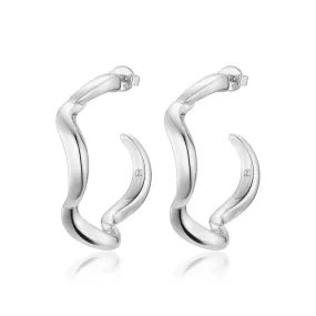 F&H STUDIOS Wave Hoop Earrings Large SILVER