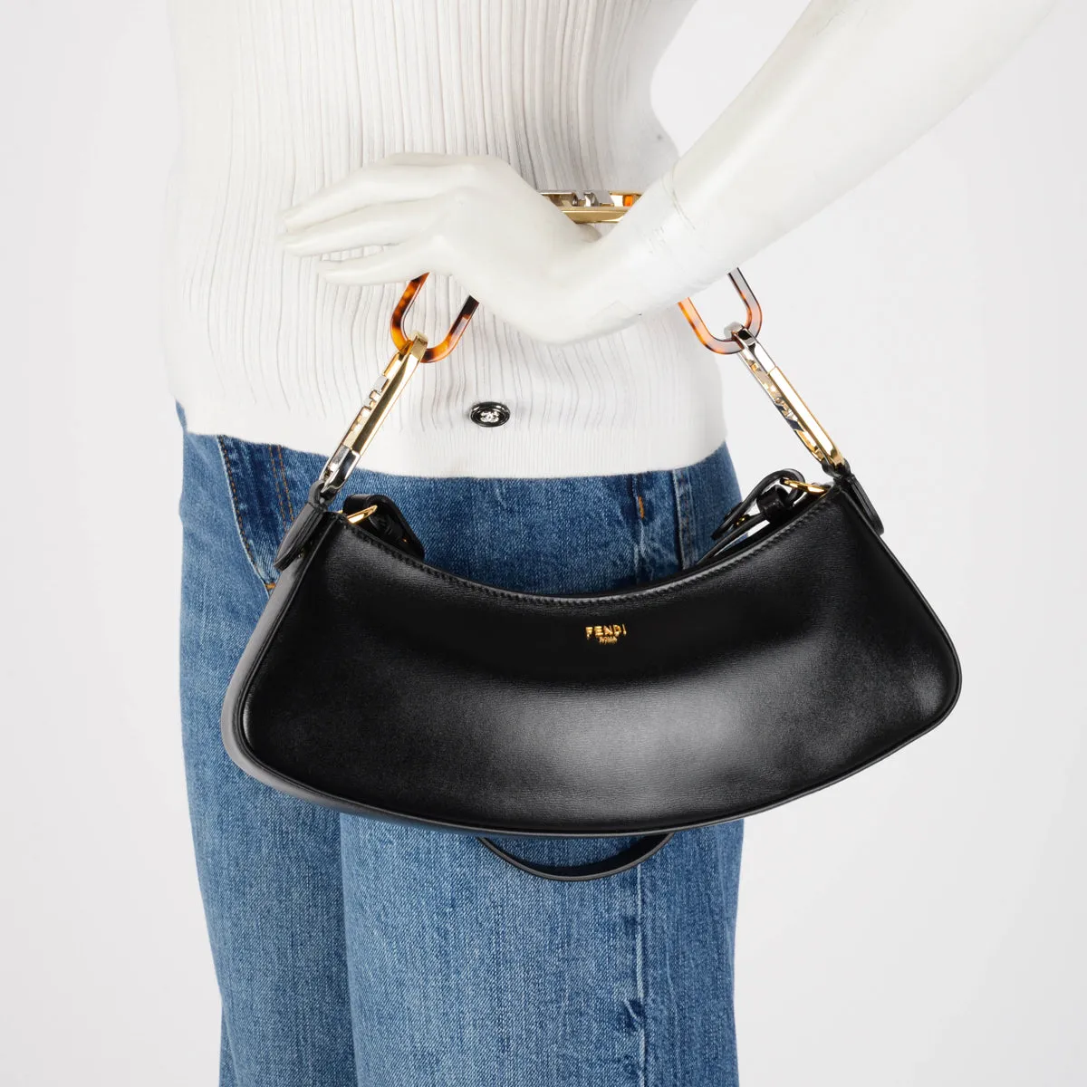 Fendi Black Calfskin O'Lock Swing Bag