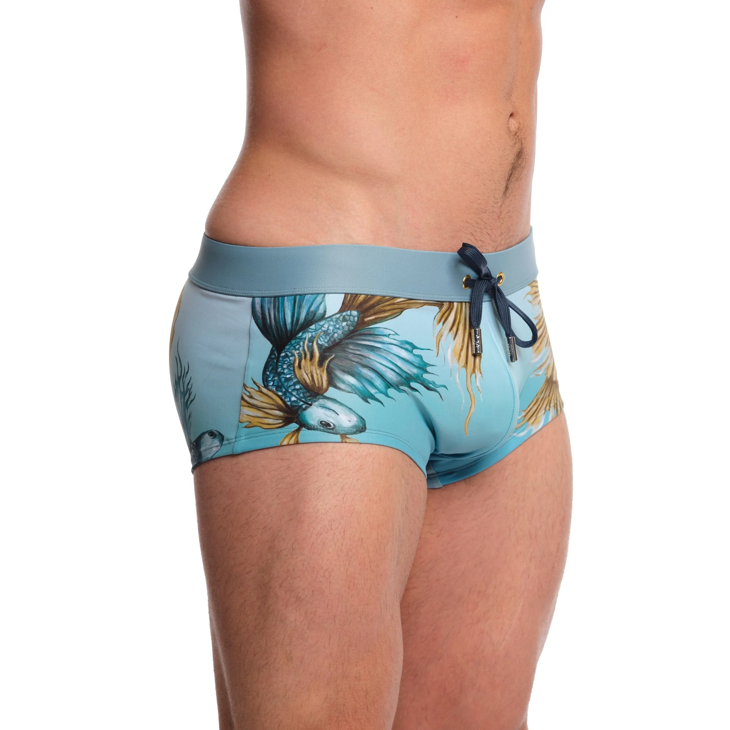 Fighting Fish Blue Swim Trunk