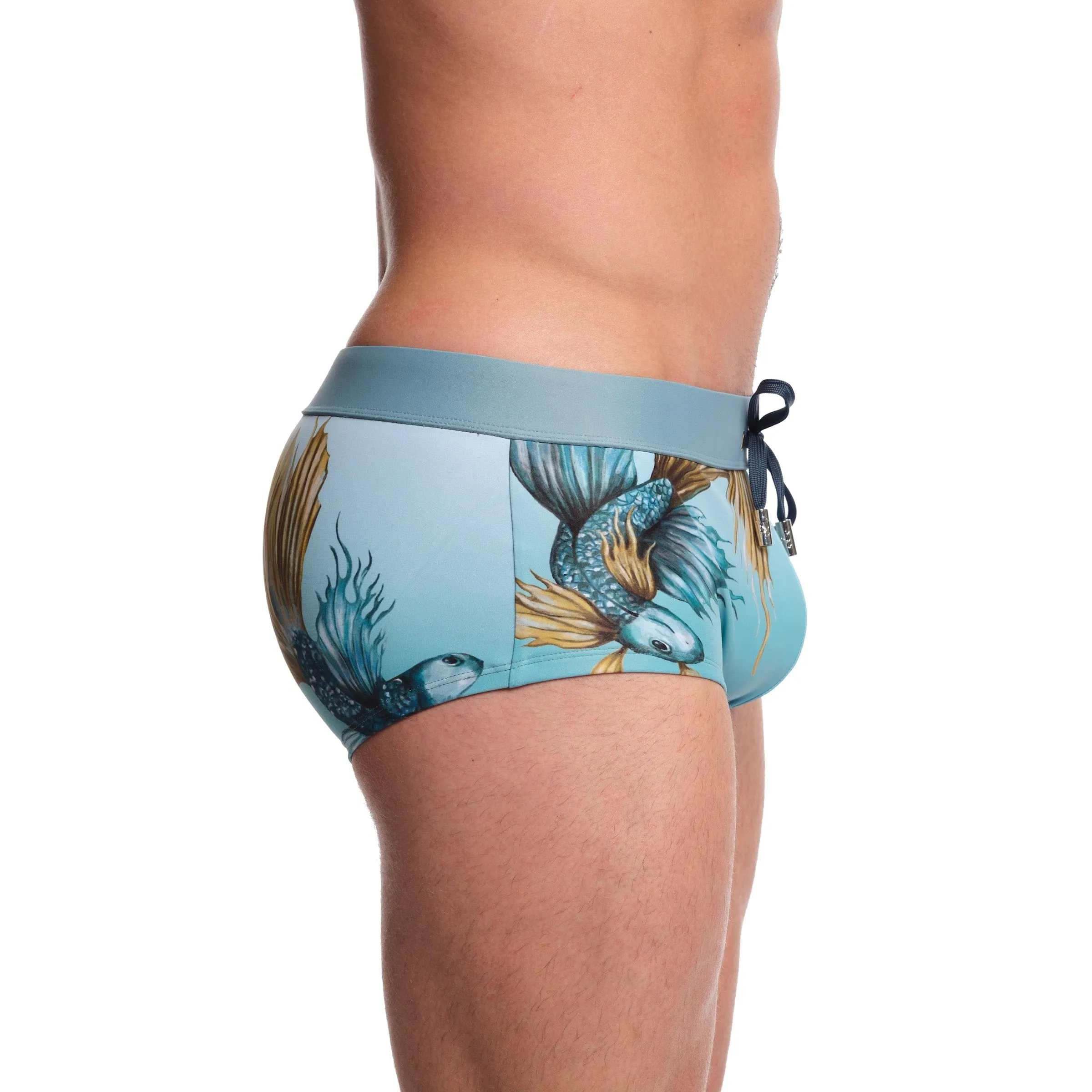 Fighting Fish Blue Swim Trunk