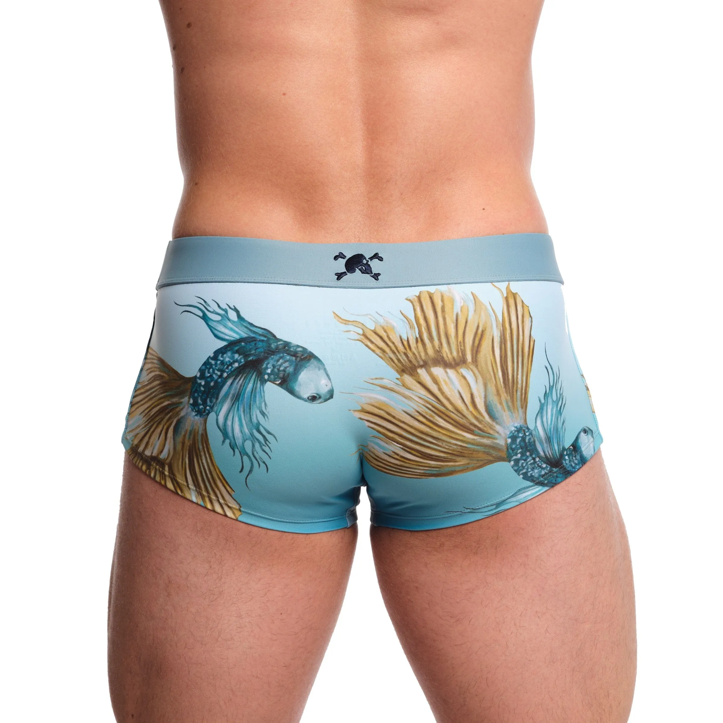 Fighting Fish Blue Swim Trunk