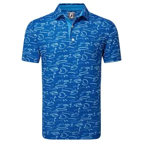 Footjoy Polo Golf Course Doodle Blue