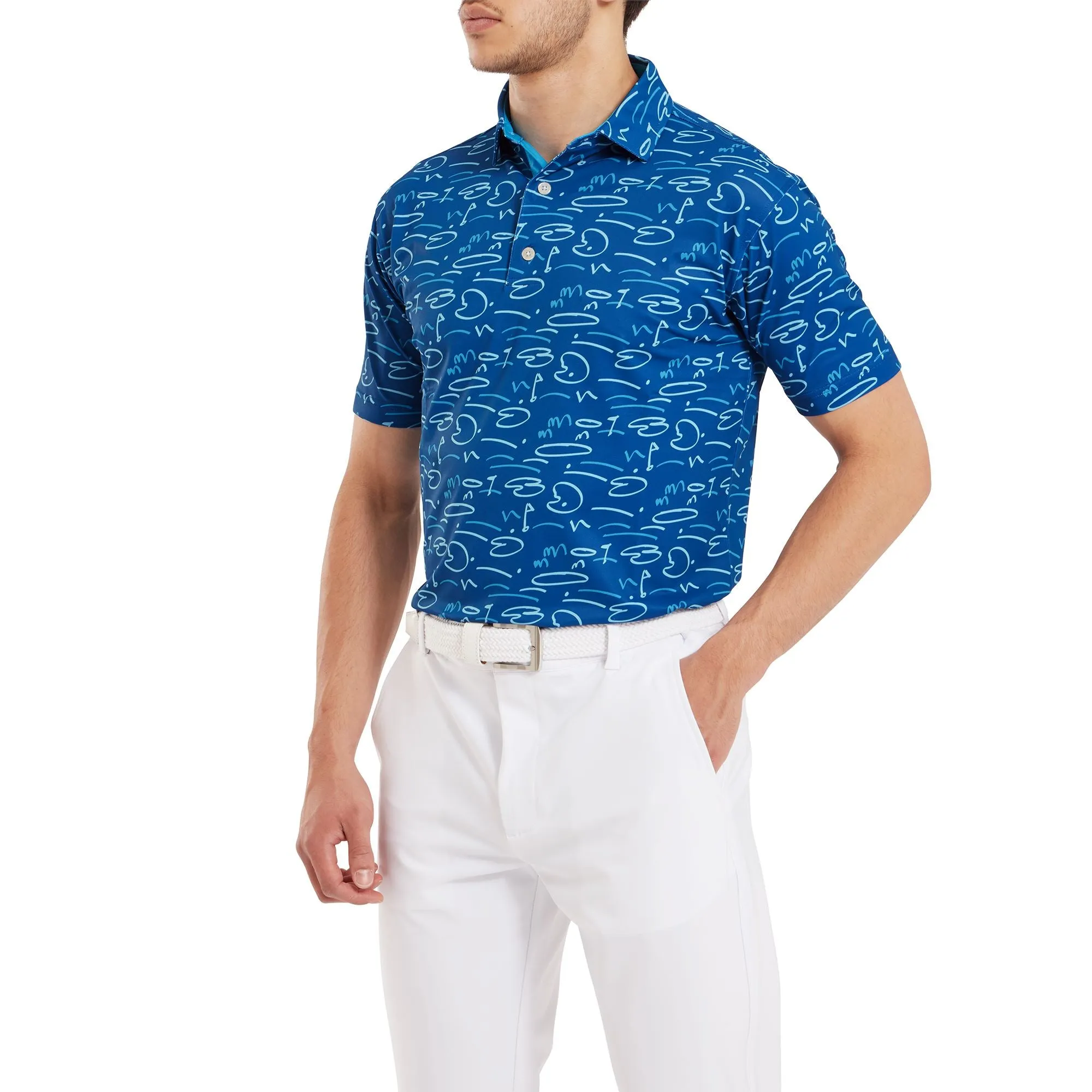 Footjoy Polo Golf Course Doodle Blue