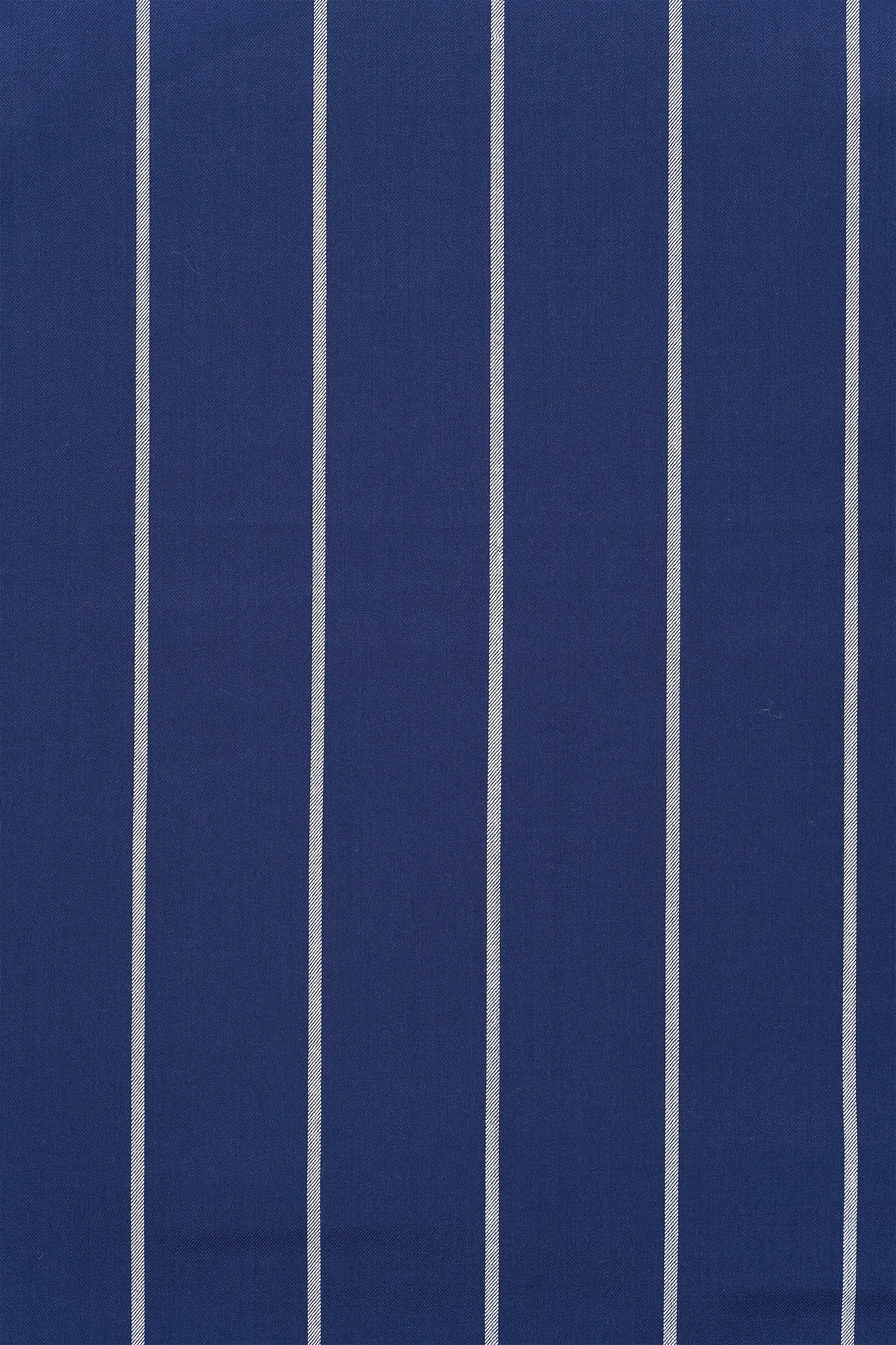 Fox Brothers Blue with White Stripe Wool Cloth - 2m