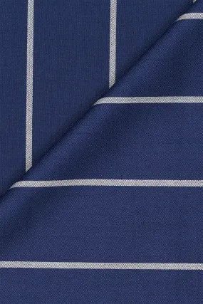 Fox Brothers Blue with White Stripe Wool Cloth - 2m