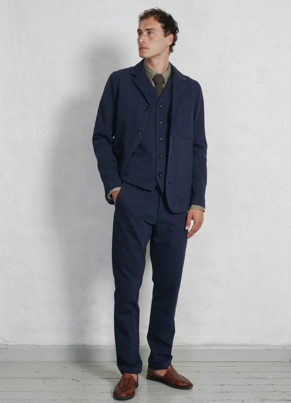 FRED | Regular Cut Work Trousers | Navy Slub